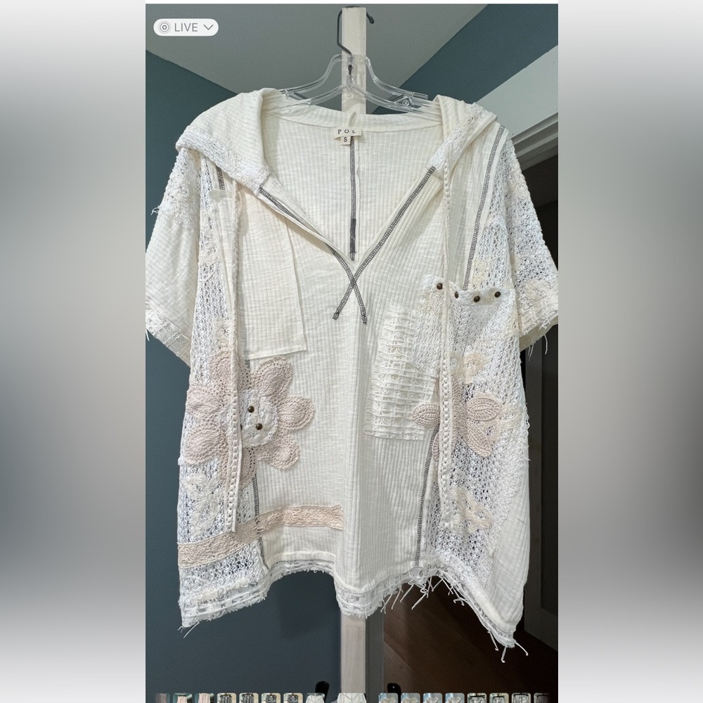 White Hooded Jacket with Floral Accents